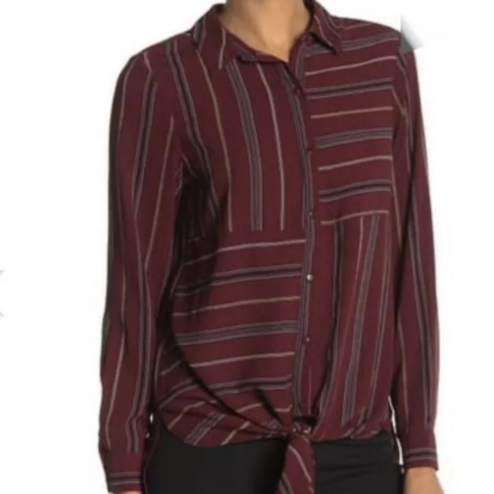 DR2 Maroon and Gray Striped Blouse